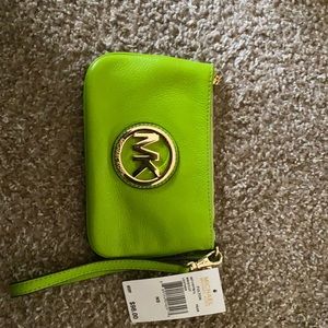 Michael lots leather wristlet
